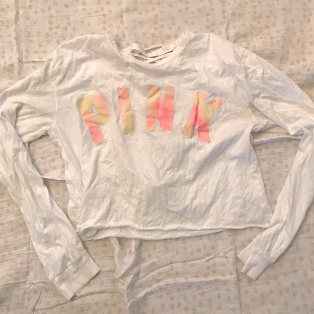 White pink brand long sleeve mid shirt size med